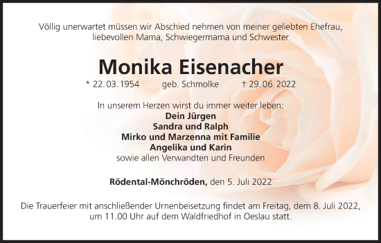 Anzeige von Monika Eisenacher von MGO