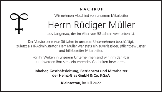 Anzeige von Rüdiger Müller von MGO