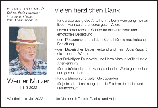 Anzeige von Werner Mulzer von MGO