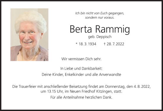 Anzeige von Berta Rammig von MGO