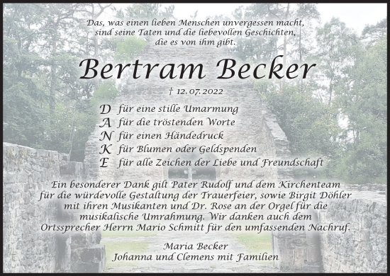 Anzeige von Bertram Becker von MGO