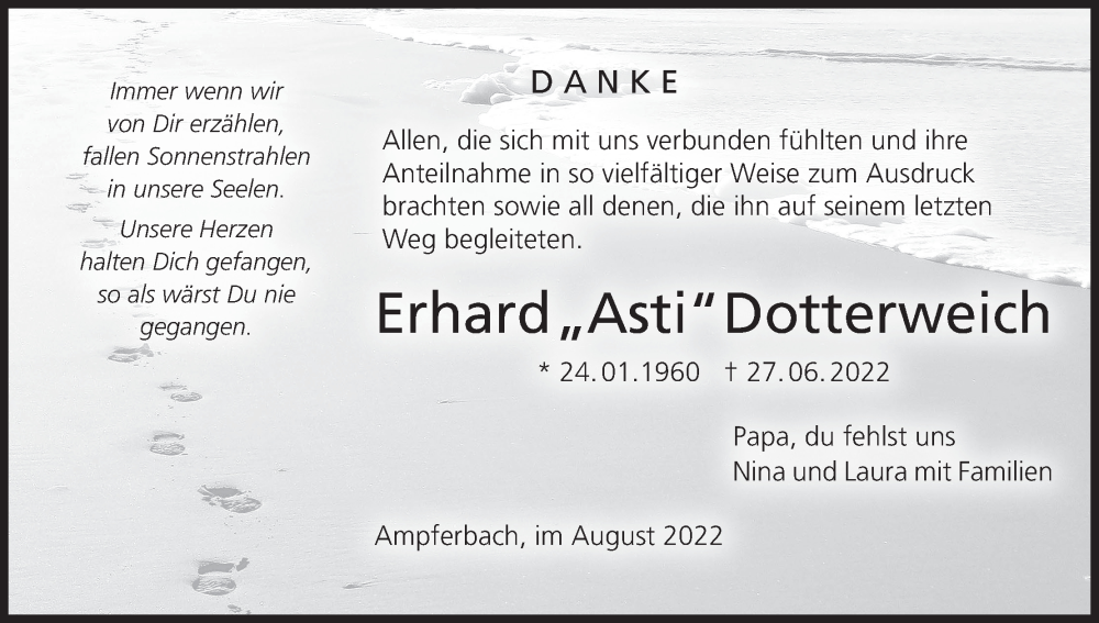  Traueranzeige für Erhard Dotterweich vom 27.08.2022 aus MGO