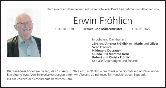 Anzeige von Erwin Fröhlich von MGO