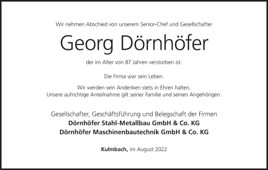 Anzeige von Georg Dörnhöfer von MGO