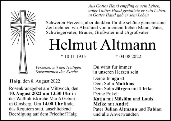 Anzeige von Helmut Altmann von MGO