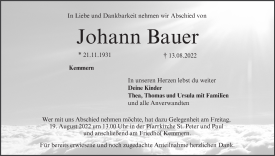 Anzeige von Johann Bauer von MGO