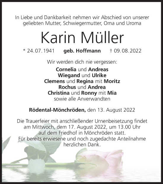 Anzeige von Karin Müller von MGO