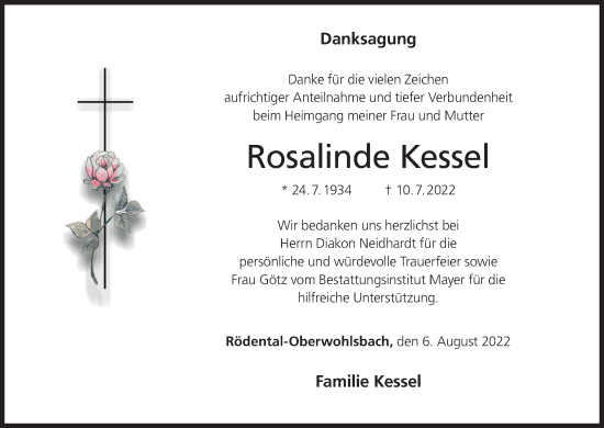 Anzeige von Rosalinde Kessel von MGO