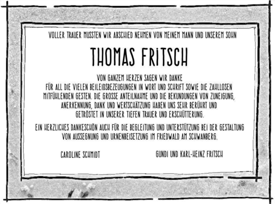 Anzeige von Thomas Fritsch von MGO