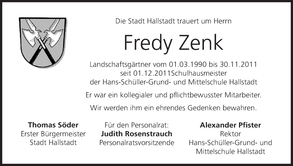  Traueranzeige für Fredy Zenk vom 17.09.2022 aus MGO