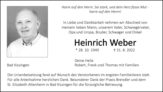 Anzeige von Heinrich Weber von MGO