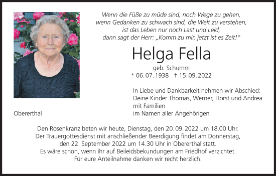 Anzeige von Helga Fella von MGO