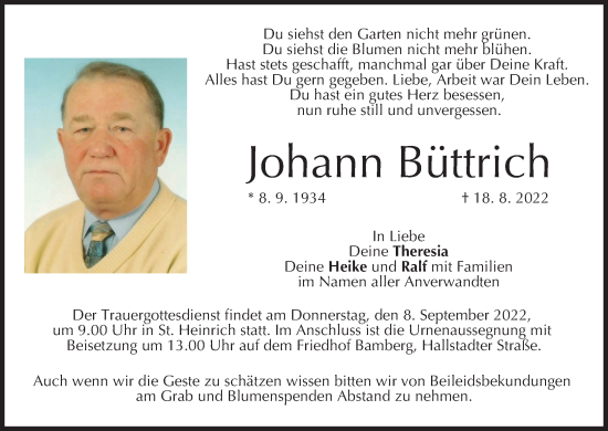 Anzeige von Johann Büttrich von MGO