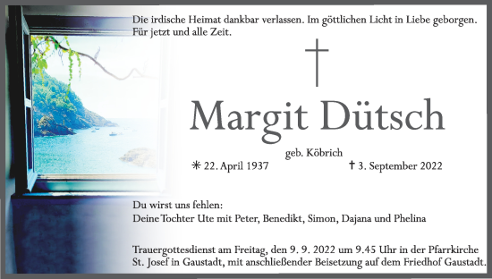 Anzeige von Margit Dütsch von MGO