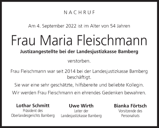 Anzeige von Maria Fleischmann von MGO