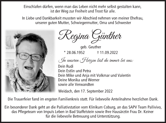 Anzeige von Regina Günther von MGO