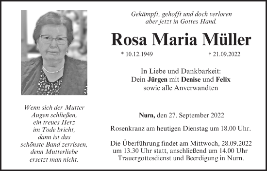Anzeige von Rosa Maria Müller von MGO