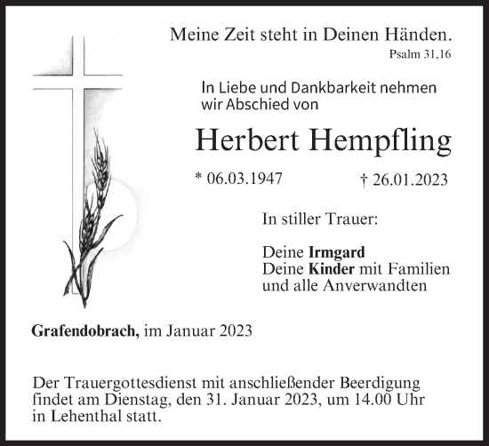 Anzeige von Herbert Hempfling von MGO