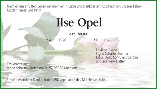 Anzeige von Ilse Opel von MGO