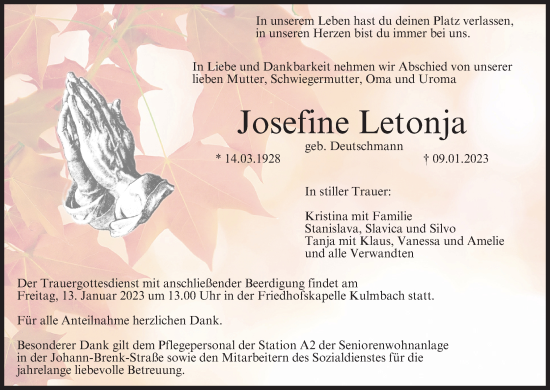 Anzeige von Josefine Letonja von MGO