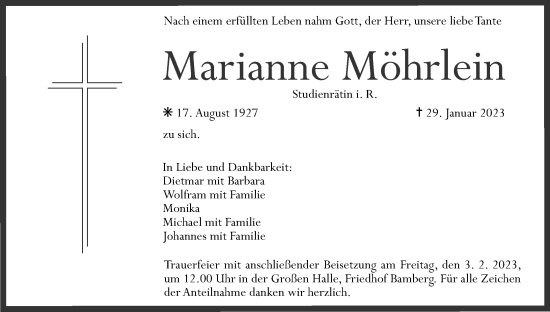 Anzeige von Marianne Möhrlein von MGO