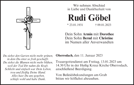 Anzeige von Rudi Göbel von MGO