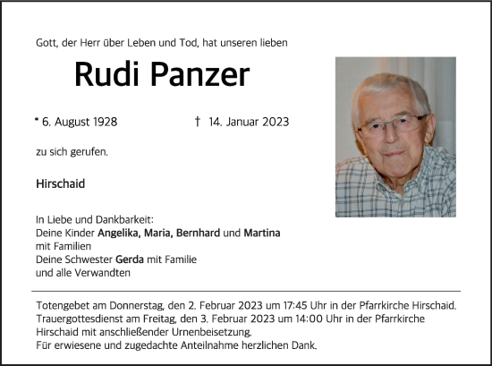Anzeige von Rudi Panzer von MGO