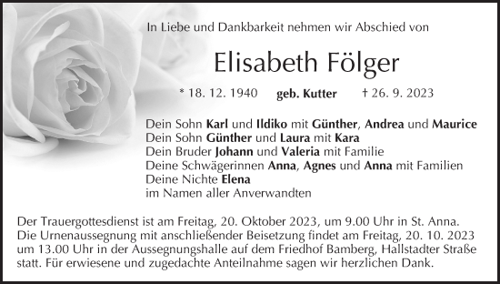 Anzeige von Elisabeth Fölger von MGO