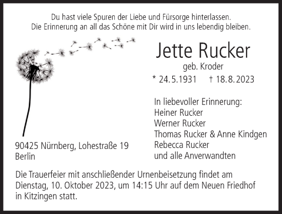 Anzeige von Jette Rucker von MGO