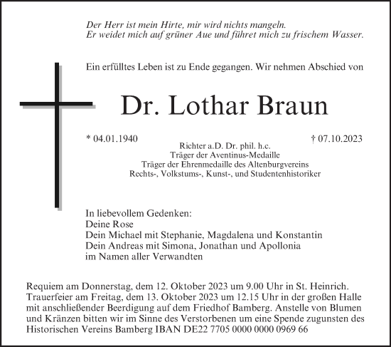 Anzeige von Lothar Braun von MGO