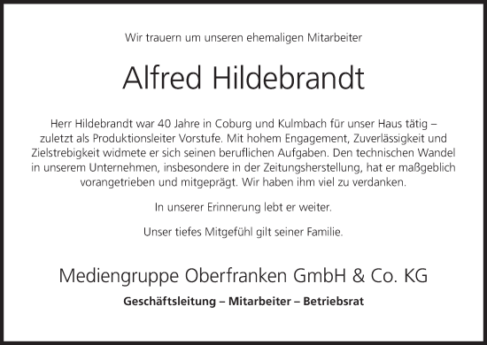 Anzeige von Alfred Hildebrandt von MGO