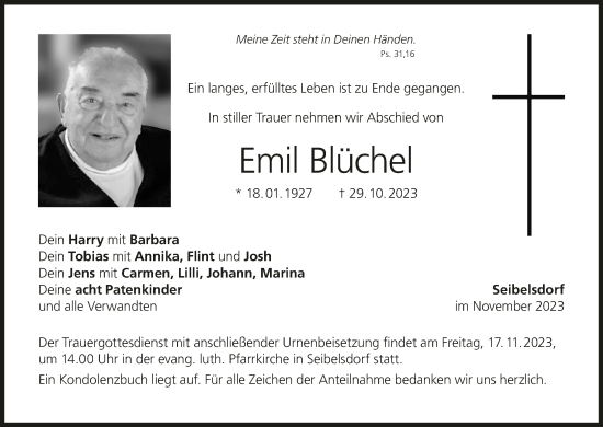 Anzeige von Emil Blüchel von MGO