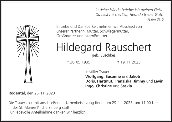 Anzeige von Hildegard Rauschert von MGO