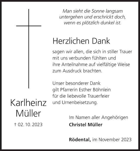 Anzeige von Karlheinz Müller von MGO