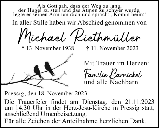 Anzeige von Michael Riethmüller von MGO