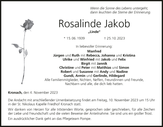 Anzeige von Rosalinde Jakob von MGO