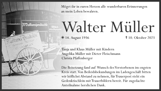 Anzeige von Walter Müller von MGO