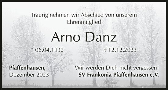 Anzeige von Arno Danz von MGO