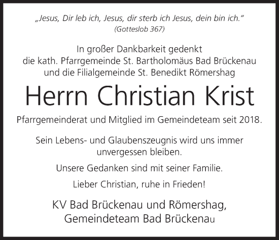 Anzeige von Christian Krist von MGO