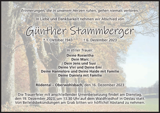 Anzeige von Günther Stammberger von MGO