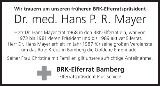 Anzeige von Hans P. R. Mayer von MGO