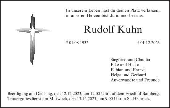Traueranzeige von Rudolf Kuhn