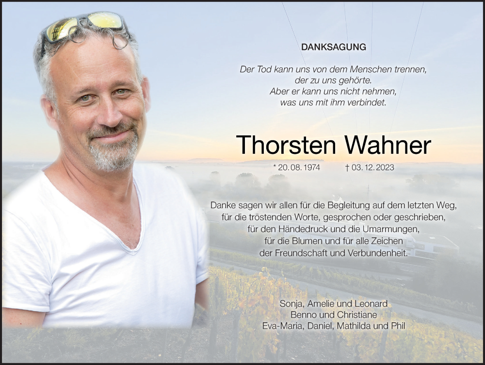  Traueranzeige für Thorsten Wahner vom 23.12.2023 aus MGO