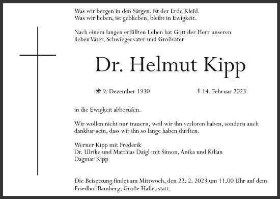 Anzeige von Helmut Kipp von MGO