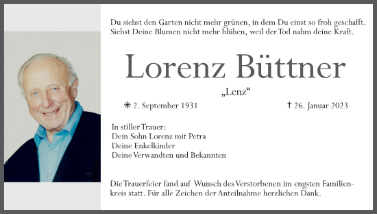 Anzeige von Lorenz Büttner von MGO