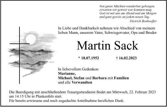Anzeige von Martin Sack von MGO