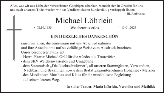 Anzeige von Michael Löhrlein von MGO