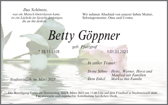 Anzeige von Betty Göppner von MGO