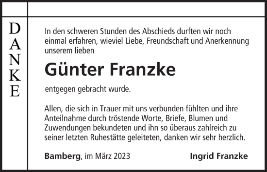 Anzeige von Günter Franzke von MGO