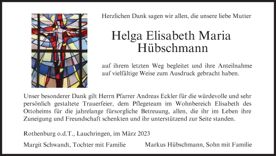 Anzeige von Helga Elisabeth Maria Hübschmann von MGO